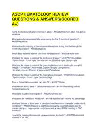 ASCP HEMATOLOGY REVIEW QUESTIONS & ANSWERS(SCORED A+).
