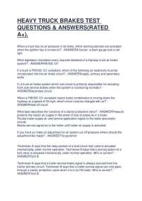 HEAVY TRUCK BRAKES TEST QUESTIONS & ANSWERS(RATED A+).