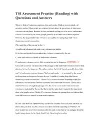TSI Assessment Practice (Reading) with Questions and Answers