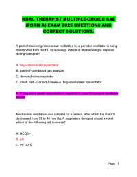 NBRC THERAPIST MULTIPLE-CHOICE SAE (FORM A) EXAM 2025 QUESTIONS AND CORRECT SOLUTIONS