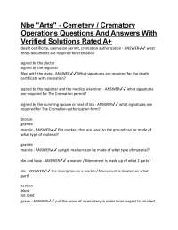 Nbe "Arts" - Cemetery / Crematory Operations Questions And Answers With Verified Solutio