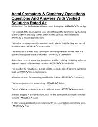 Aami Crematory & Cemetery Operations Questions And Answers With Verified Solutions Rated