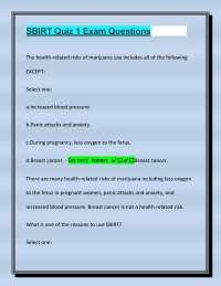 SBIRT Quiz 1 Exam Master Questions & Answers for Top Grades