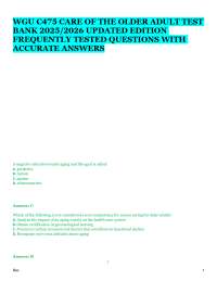 WGU C475 Care of the Older Adult Test Bank 2025/2026 | Complete Verified Questions & Solut