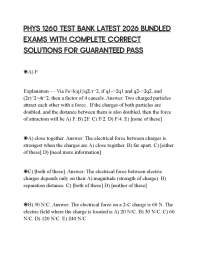 PHYS 1260 TEST BANK LATEST 2026 BUNDLED EXAMS WITH COMPLETE CORRECT SOLUTIONS FOR GUARANTE