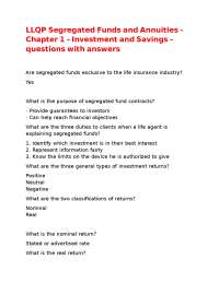 LLQP Segregated Funds and Annuities - Chapter 1 - Investment and Savings