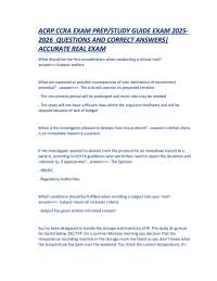 ACRP CCRA EXAM PREP/STUDY GUIDE EXAM 2025- 2026 QUESTIONS AND CORRECT ANSWERS| ACCURATE