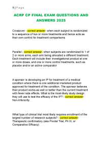 ACRP CP FINAL EXAM QUESTIONS AND ANSWERS 2025