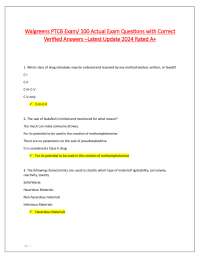 Walgreens PTCB Exam/ 100 Actual Exam Questions with Correct Verified Answers –Latest Updat