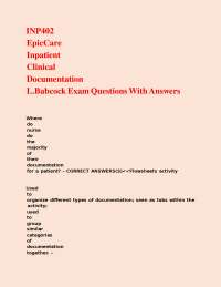 INP402 EpicCare Inpatient Clinical Documentation L.Babcock Exam Questions With Answers