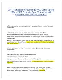 D307 - Educational Psychology WGU Latest update 2024 – 2025 Complete Exam/ Questions with