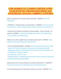 LMR GEORGETTE’S PMHNP CERTIFICATION EXAM WITH 200 UPDATED QUESTIONS AND ANSWERS2022-202