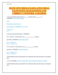 MATH 225N MOCK EXAM LATEST REAL EXAM WITH 150 QUESTIONS AND CORRECT ANSWERS( A GRADED)