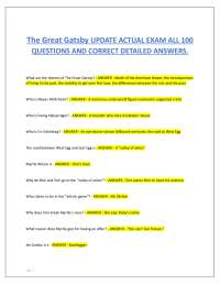 The Great Gatsby UPDATE ACTUAL EXAM ALL 100 QUESTIONS AND CORRECT DETAILED ANSWERS