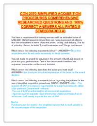 CON 2370 SIMPLIFIED ACQUISITION PROCEDURES COMPREHENSIVE RESEARCHED QUESTIONS AND 100%