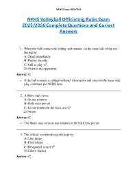 NFHS Volleyball Officiating Rules Exam 2025/2026 Complete Questions and Correct Answers