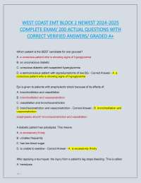 WEST COAST EMT BLOCK 2 NEWEST 2024 -2025 COMPLETE EXAM/ 200 ACTUAL QUESTIONS WITH CORRECT