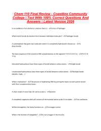 Chem 110 Final Review - Coastline Community College | Test With 100% Correct Questions