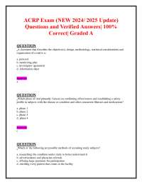 ACRP Exam (NEW 2024/ 2025 Update) Questions and Verified Answers| 100% Correct| Graded A