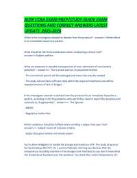 ACRP CCRA EXAM PREP/STUDY GUIDE EXAM QUESTIONS AND CORRECT ANSWERS LATEST UPDATE 2025-2026
