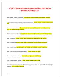 WCU PHYS 261 Final Exam/ Study Questions with Correct Answers/ Updated 2024.