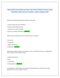Texas Real Estate National Exam Test Prep Multiple Choice/ Exam Questions with Correct Ans