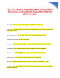 WGU C955 OBJECTIVE ASSESSMENT APPLIED PROBABILITY AND STATISTICS OA EXAM/ QUESTIONS WITH C