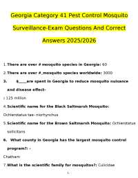 Georgia Category 41 Pest Control Mosquito Surveillance-Exam Questions And Correct Answers