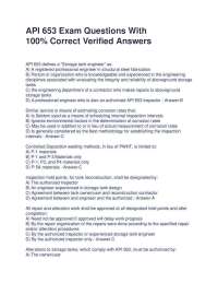 API 653 Exam Questions With 100% Correct Verified Answers