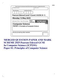 MERGED QUESTION PAPER AND MARK SCHEME 2025 PearsonEdexcel GCSEIn Computer Science (1CP2/01