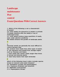 Landscape maintenance Pest control Exam Questions With Correct Answers