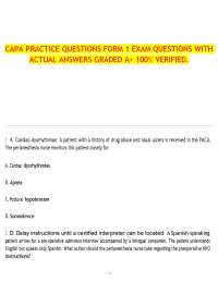 CAPA Practice Questions Form 1 Exam Questions and Answers Graded A+