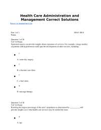 Health Care Administration and Management Correct Solutions