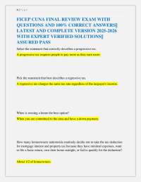 FICEP CUNA FINAL REVIEW EXAM WITH QUESTIONS AND 100% CORRECT ANSWERS|| LATEST AND COMPLE