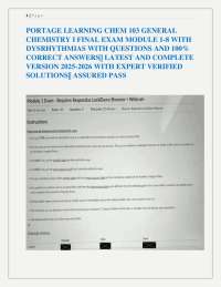 PORTAGE LEARNING CHEM 103 GENERAL CHEMISTRY I FINAL EXAM MODULE 1-8 WITH DYSRHYTHMIAS WI