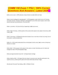 COMM 150 Exam 1 PSU | 100% Correct Questions And Answers | Latest 2026