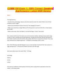 COMM 150 Exam 1 | 100% Correct Questions And Answers | Latest 2026 Version