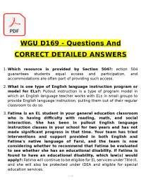 WGU D169 Essential Practices for Supporting Diverse Learners – Questions and Correct Detai