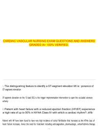Cardiac Vascular Nursing Exam – Questions and Answers – Graded A+ and 100% Verified