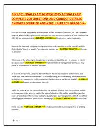 AINS 101 FINAL EXAM NEWEST 2025 ACTUAL EXAM COMPLETE 200 QUESTIONS AND CORRECT DETAILED