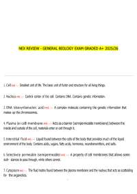General Biology Exam Review – NEX University – Academic Year 2025/26 – Complete Graded A+