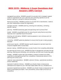 MOS 3370 - Midterm 1 Exam Questions And Answers 100% Correct .