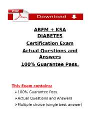 ABFM + KSA Diabetes Certification Exam 2025 – Actual Questions and Verified Answers | Comp