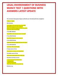 LEGAL ENVIRONMENT OF BUSINESS MUNCY TEST 1 QUESTIONS WITH ANSWERS LATEST UPDATE