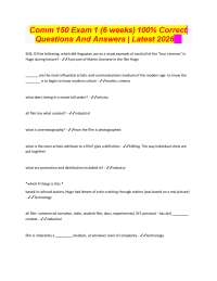 Comm 150 Exam 1 (6 weeks) 100% Correct Questions And Answers | Latest 2026