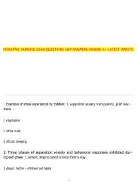 Pediatric Nursing Exam – Questions and Answers – Graded A+ – Latest Update 2025/26