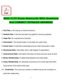 WGU C175 Data Management Foundations – Study Notecards with Questions and Correct Detailed