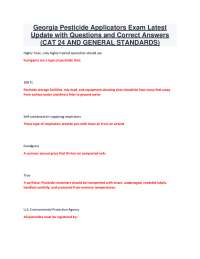 Georgia Pesticide Applicators Exam Latest Update with Questions and Correct Answers (CAT 2