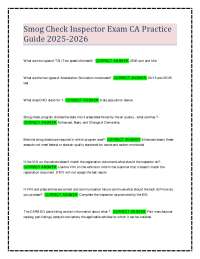 Smog Check Inspector Exam CA Practice Guide 2025-2026