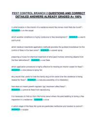 PEST CONTROL BRANCH 2 QUESTIONS AND CORRECT DETAILED ANSWERS ALREADY GRADED A+ 100%